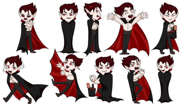 halloween vampire with many pose
