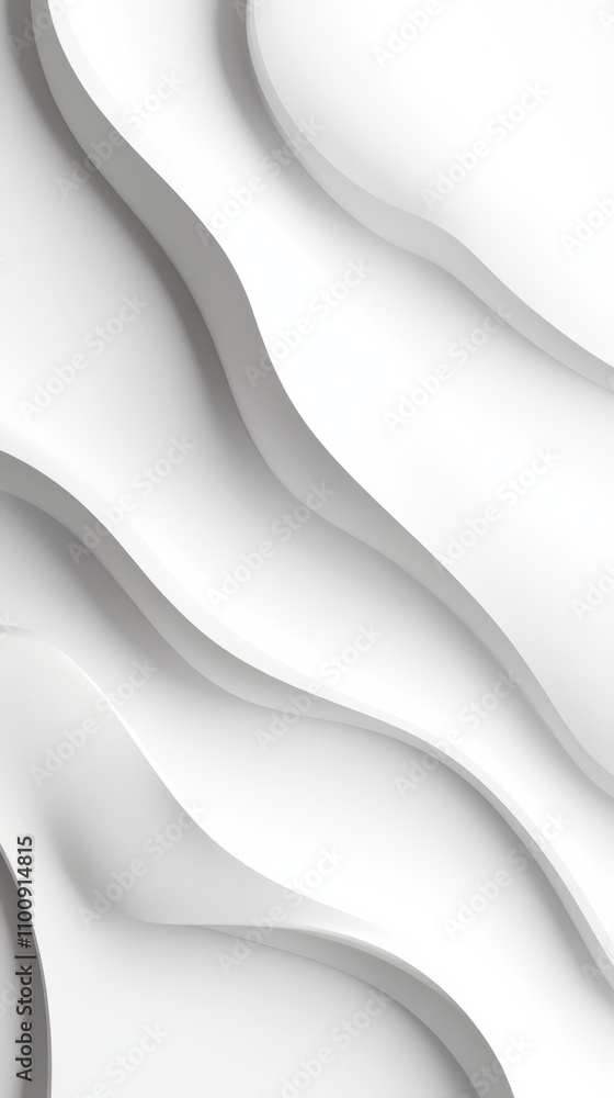 Poster fluid white abstract: elegant, flowing lines create a sense of movement and depth in this minimalist