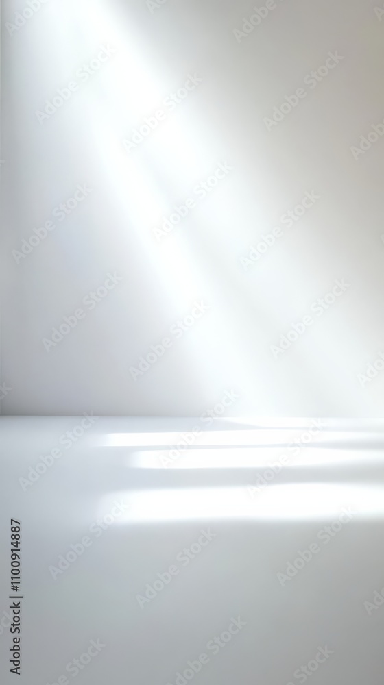Poster sunbeams on a blank canvas: a minimalist backdrop featuring soft, ethereal sunlight filtering throug