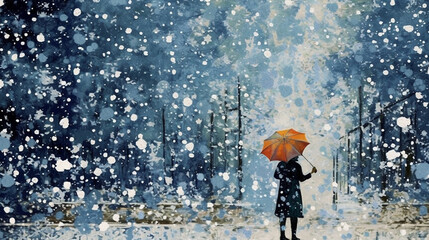 Fototapeta premium In the snowy winter, I feel happy in the snow