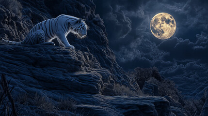 white tiger in the night