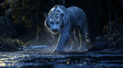 white tiger in the night