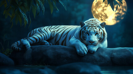 white tiger in the night