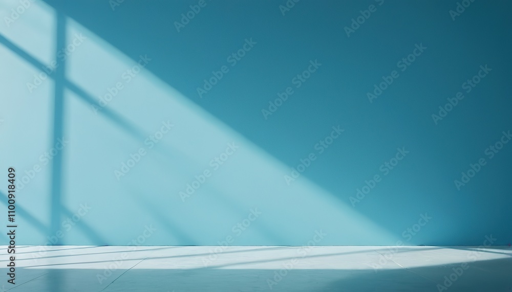 Poster empty blue color studio room background can use for background and product display blue corner wall 