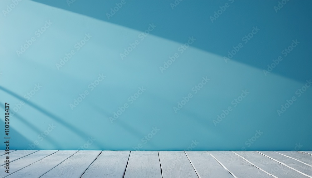 Poster empty blue color studio room background can use for background and product display blue corner wall 