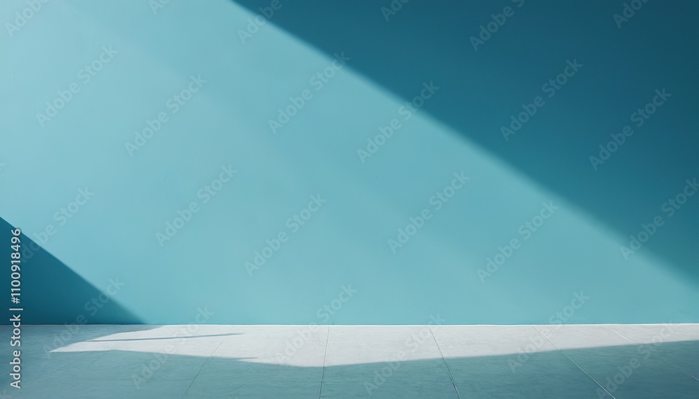 Aufkleber empty blue color studio room background can use for background and product display blue corner wall 