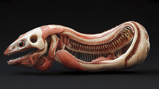 Biomechanical anatomical model of a moray. Biomechanical. Illustration