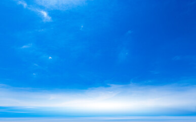 Panorama of cloud clear sky background for summer vacation concept at ocean and summer sea water with sunlight of beautiful cloudy