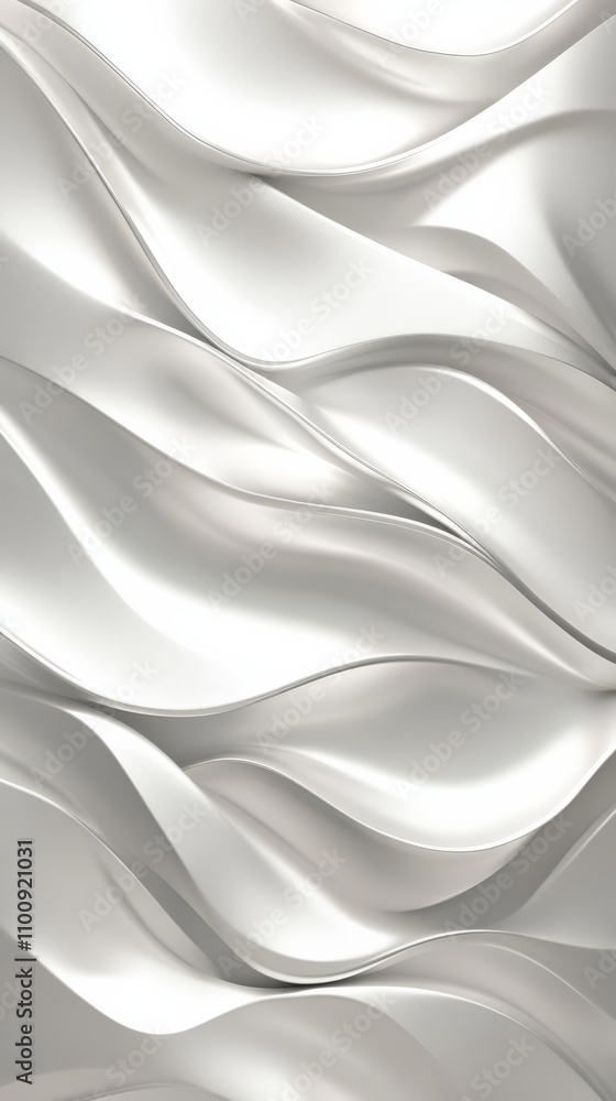 Aufkleber fluid white abstract: elegant, flowing curves create a mesmerizing visual texture. perfect for backg