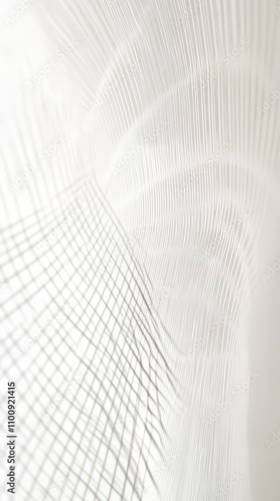 Poster abstract white grid tunnel: an ethereal, monochromatic image of a gridded tunnel, creating a sense o