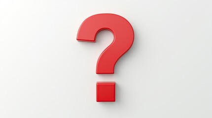 3D Rendering of Red Question Mark on White Background