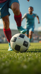 Obraz premium Intense Action on the Soccer Field During Competitive Match