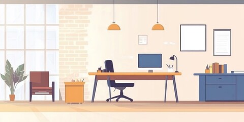 Fototapeta premium startup office with minimalistic furniture and creative energy