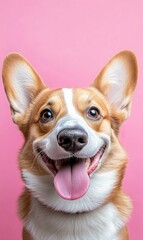 Happy dog with tongue out. AI.