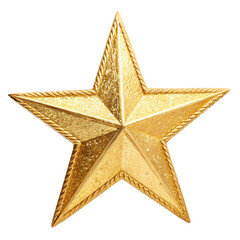 Obraz premium Gilded star with clean, geometric lines and a smooth finish, symbolizing achievement, quality, and prestige, isolated on a transparent background