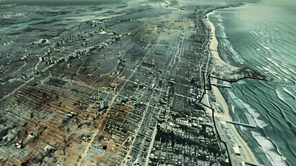 Obraz premium Advanced Surveying of Coastal Urban Landscapes for Sustainable Development and Environmental Impact Analysis