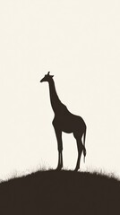 Fototapeta premium Giraffe Silhouette on Hilltop 