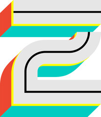 3D Futuristic Modern Tech Letter Alphabet Vector Element Z