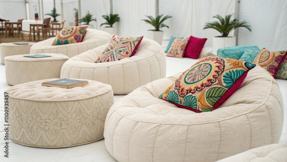 Poster plush seating arrangements invite relaxation complemented by decorative pillows that add splashes of