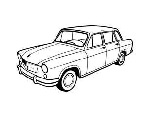 Black line a CAR  for kids coloring drawing book in white background