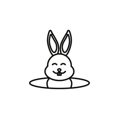 Bunny in hole icon Symbol mark in Outline style