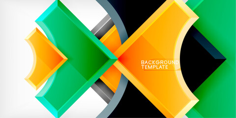 Obraz premium Arrow with round elements. Color geometric shapes background. Vector Illustration For Wallpaper, Banner, Background, Card, Book Illustration, landing page