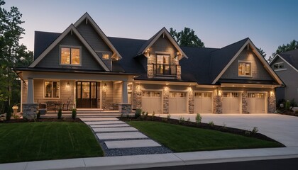 A beautiful cottage outside in the evening exudes a cozy and welcoming ambiance 23