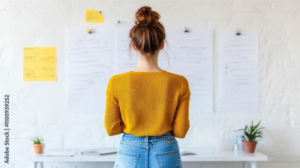Poster confident and focused female uiux designer working on designing an intuitive and user friendly softw
