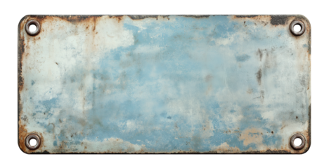 weathered old rusty metal signboard, retro iron  plaque. cutout.