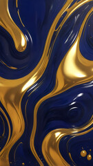 Fototapeta premium liquid forms, dark navy with splashes of metallic gold