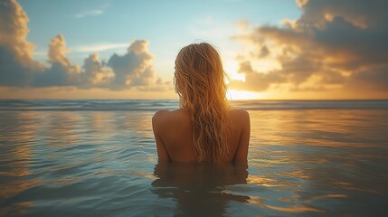 A woman appears stressed at the beach, contemplating the challenges posed by climate change and seeking innovative solutions for mental well-being.