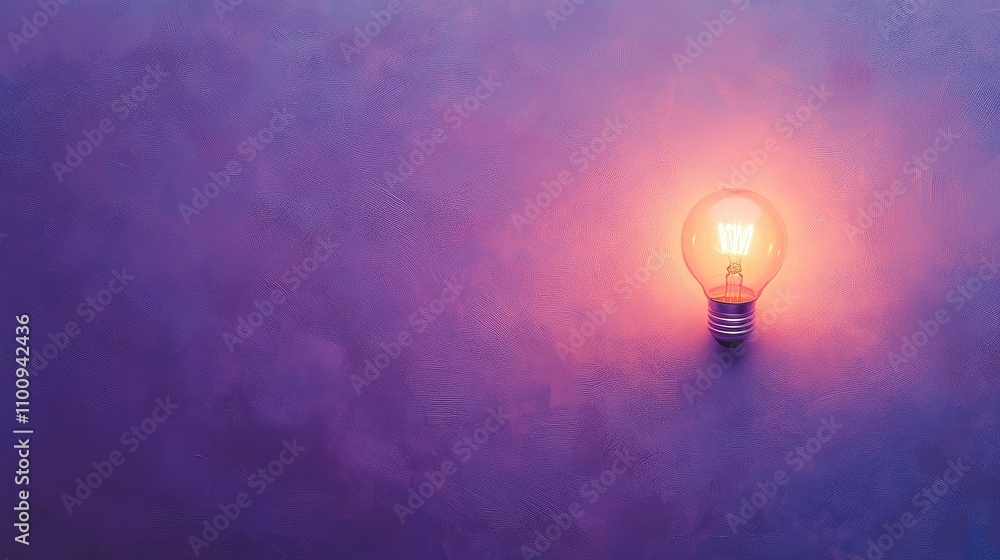Aufkleber softly glowing bulb illuminating a purple wall with subtle textures and artistic vibes reflecting cr
