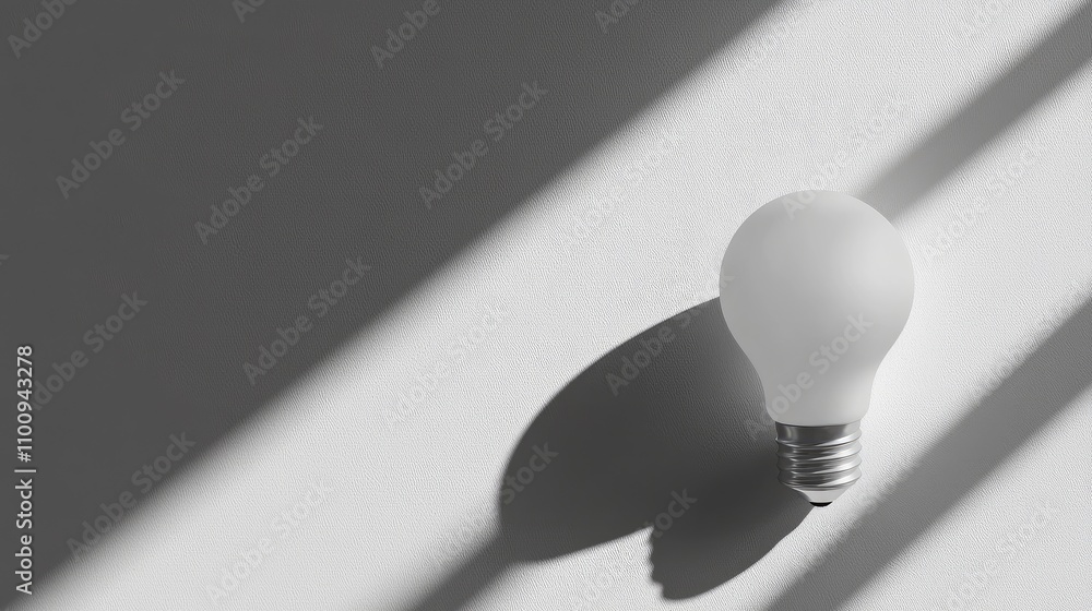 Aufkleber minimalistic light bulb on textured surface with dramatic shadow and soft light effect in monochrome