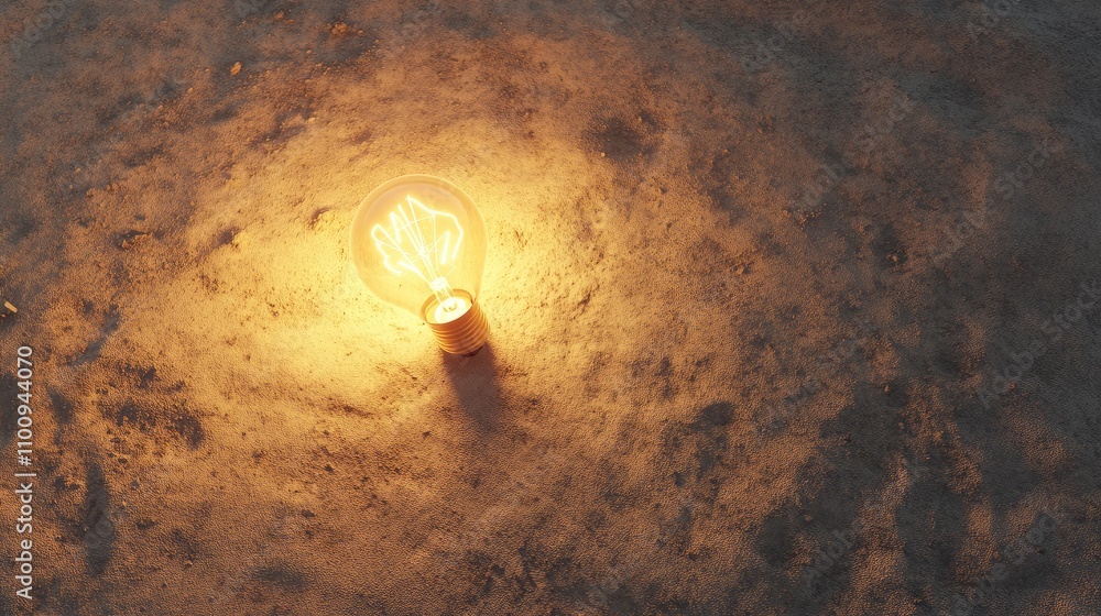 Aufkleber warm light bulb on textured ground creating a cozy atmosphere with soft shadows and a touch of vinta