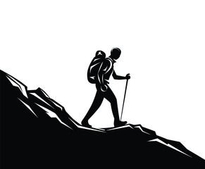 Fototapeta premium Minimalist Hiker Silhouette Vector Template