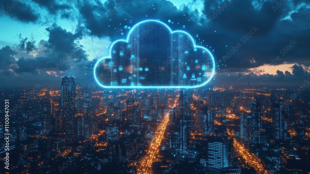 Poster collaborating between engineers and architects via digital cloud systems on construction sites
