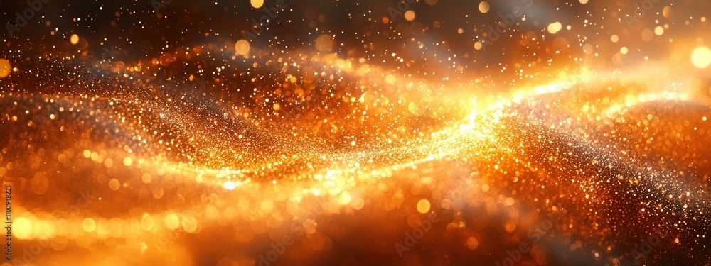 Poster shimmering golden waves of light create a mesmerizing abstract background