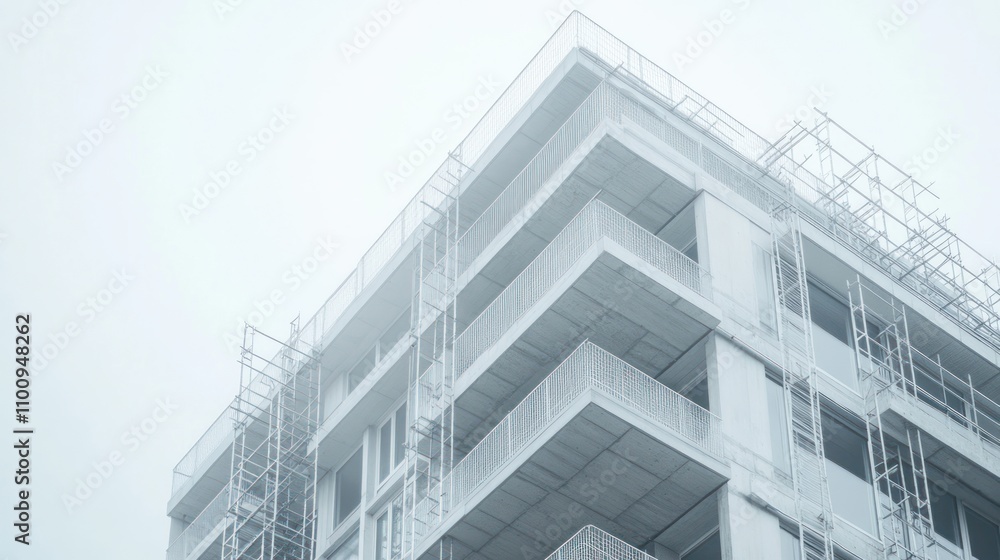 Poster high-rise building in the minimalist style under development with simple and modern design
