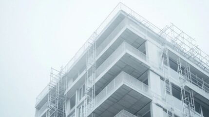Fototapeta premium High-rise building in the minimalist style under development with simple and modern design