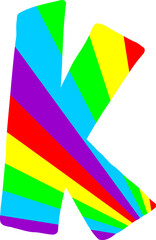Rainbow Colorful Ray Letter Alphabet Vector Element K