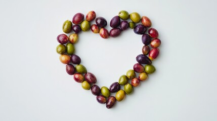 Obraz premium Heart-Shaped Olive Arrangement Symbolizing Love for Food