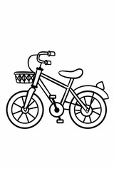 Fototapeta premium A childs bicycle with a front basket is shown