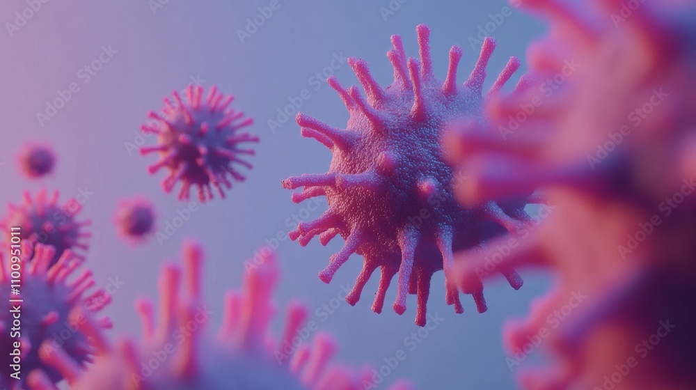 Poster serene microscopic view of virus in soft gradient background