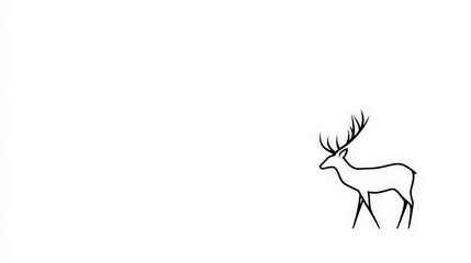 Minimalist Illustration of a Deer with Antlers on White Background