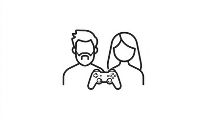 Engaging Couple Enjoys Video Games Together in Minimalist Style