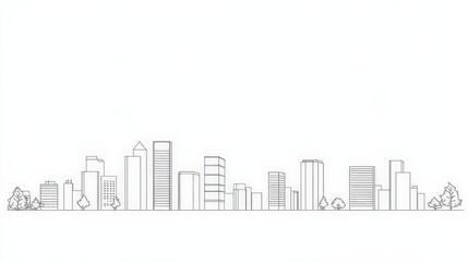 Obraz premium Minimalist City Skyline Outline Illustration for Modern Design