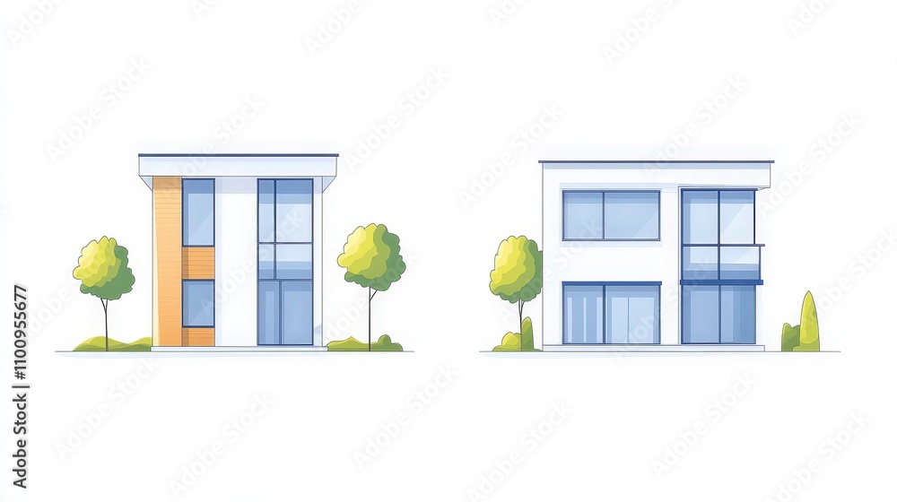 Poster modern residential building design concept with simple features