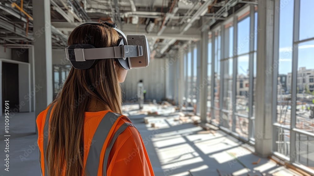 Aufkleber using vr to simulate unfinished construction projects so that teams can explore the interior in adva