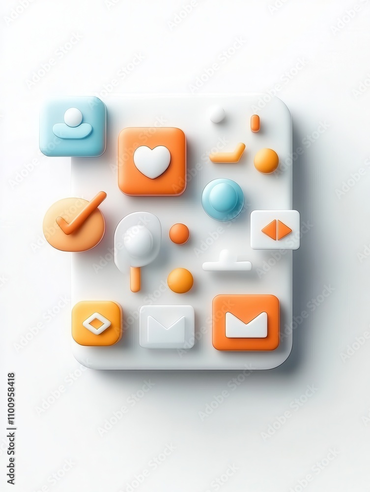 Aufkleber a collection of colorful, modern app icons arranged on a white background, showcasing various functi