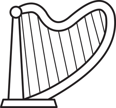 recommend clip art: Harp musical instrument line art style